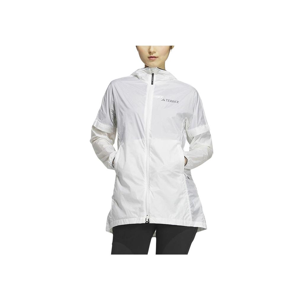 Adidas Alphabet Print Zip-Up Long Sleeve Windbreaker Jacket Women Outerwear White HY4699