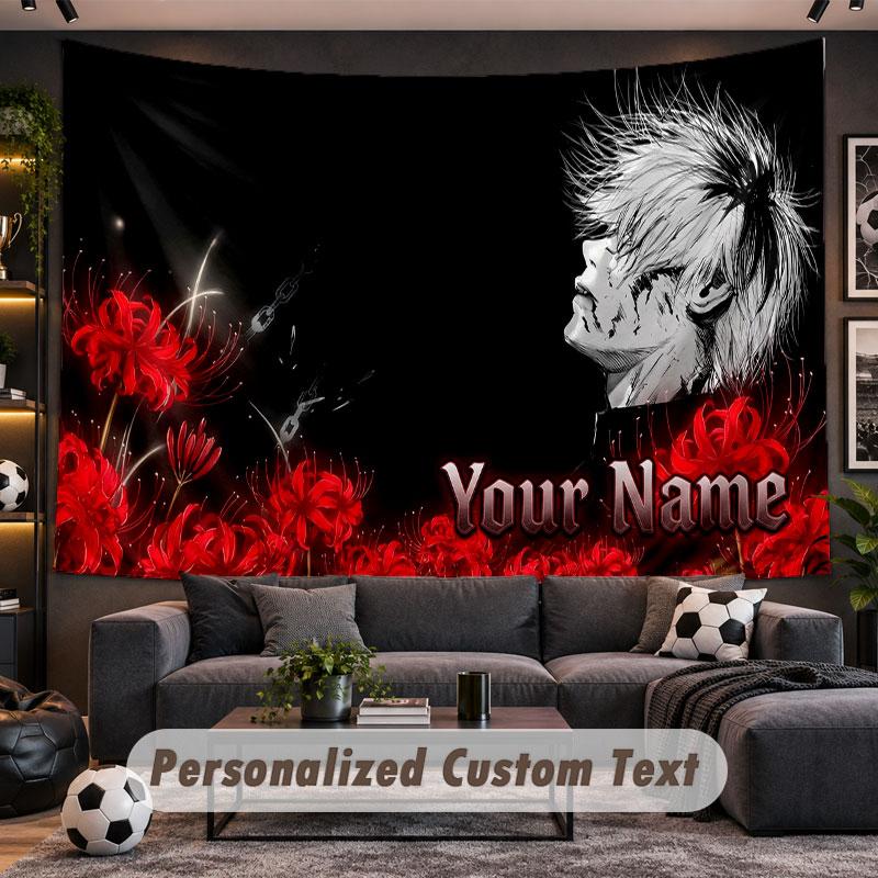 Wall Hanging Tapestry Custom NameTokyo Ghoul Pattern Personalized Printed Fabric Wall Decor