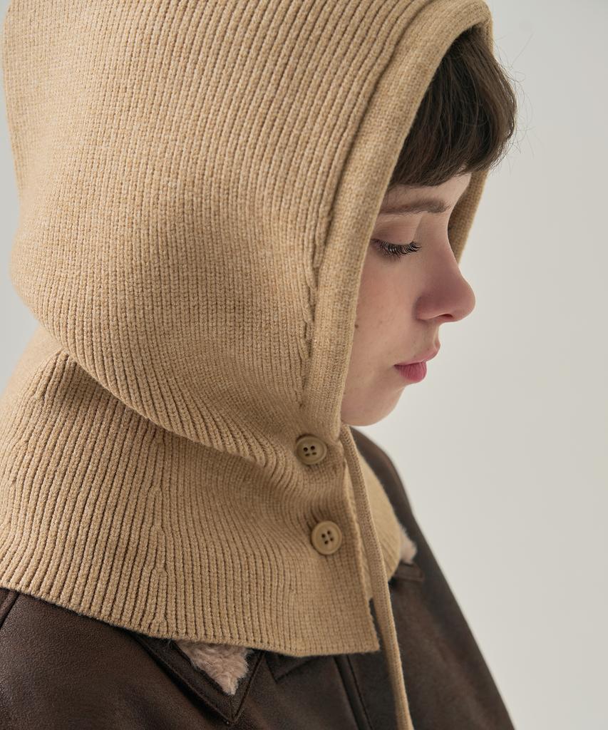 Deuloupisumeon Wool Knit Button Balaclava [Black]