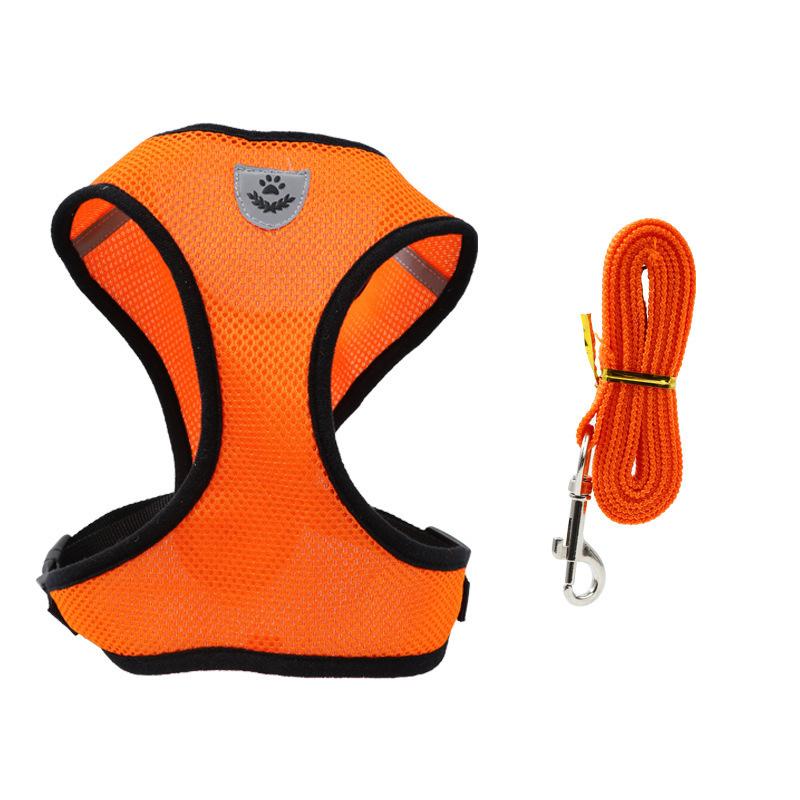 

Pet chest strap vest type small and medium-sized dog Bichon Teddy walking dog rope anti-break free breathable mesh leash S [Recommended 3-3kg]