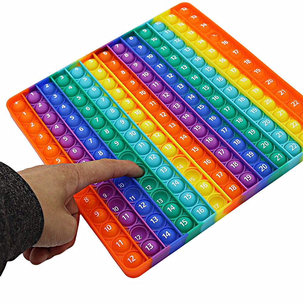 1-12 Multiplication Addition Push Its Bubble Fidget Sensory Pop Toys, Silicone Rainbow Teaching Aids, Math Toys