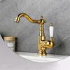 Tuqiu Gold Tall Torneiras Bathroom Faucet Basin Faucet Sink Faucet Antique Lavotory Faucet Basin Taps Hot Cold Mixer Tap Crane