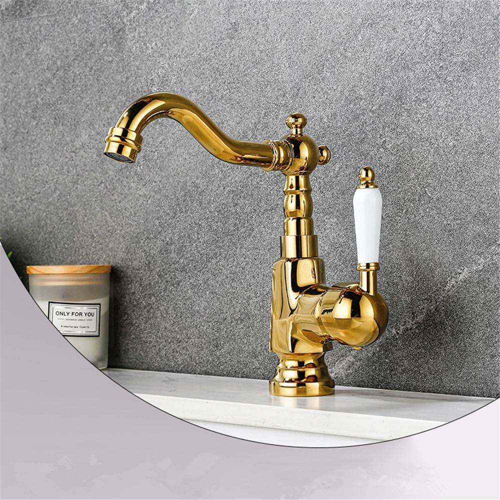 Tuqiu Gold Tall Torneiras Bathroom Faucet Basin Faucet Sink Faucet Antique Lavotory Faucet Basin Taps Hot Cold Mixer Tap Crane