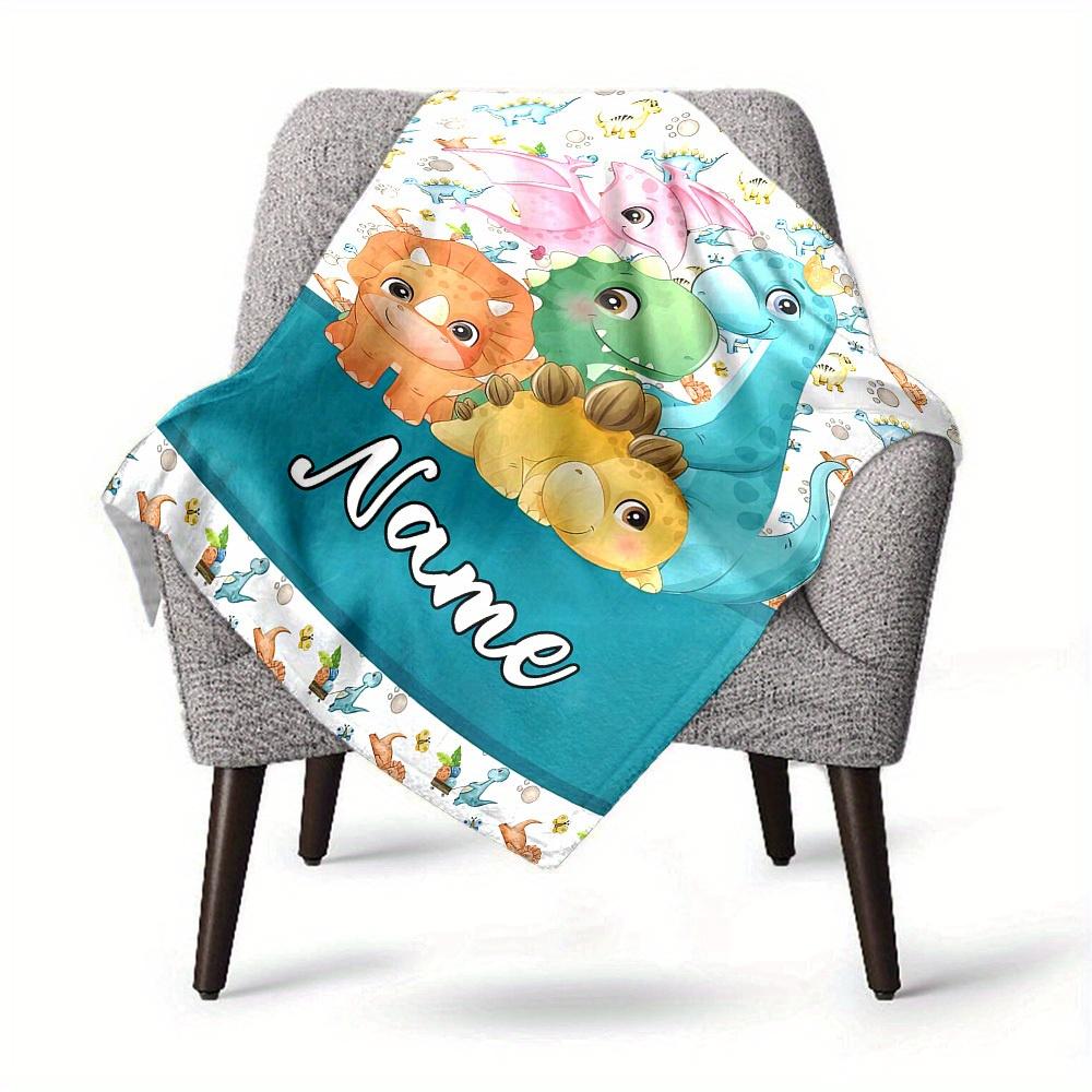 Dinosaur Theme Home Customize Your Name Blankets Soft Lightweight Multipurpose Blanket For Picnics Sofas Offices Beds Living Rooms Perfect Gift For