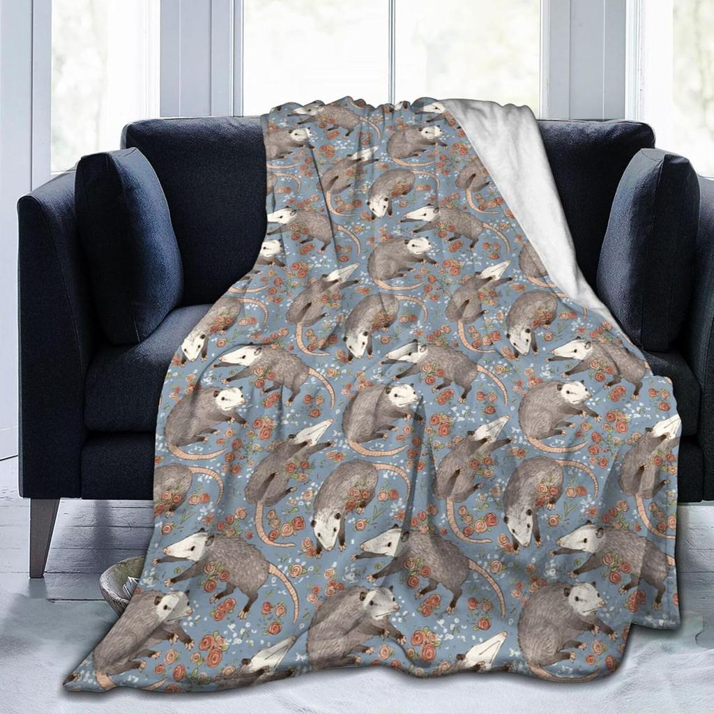 Opossum Blanket Possums Blanket Possum Gifts Black Throw Stuffed Animal for Travelling Camping Soft Birthday Gifts for Women Men