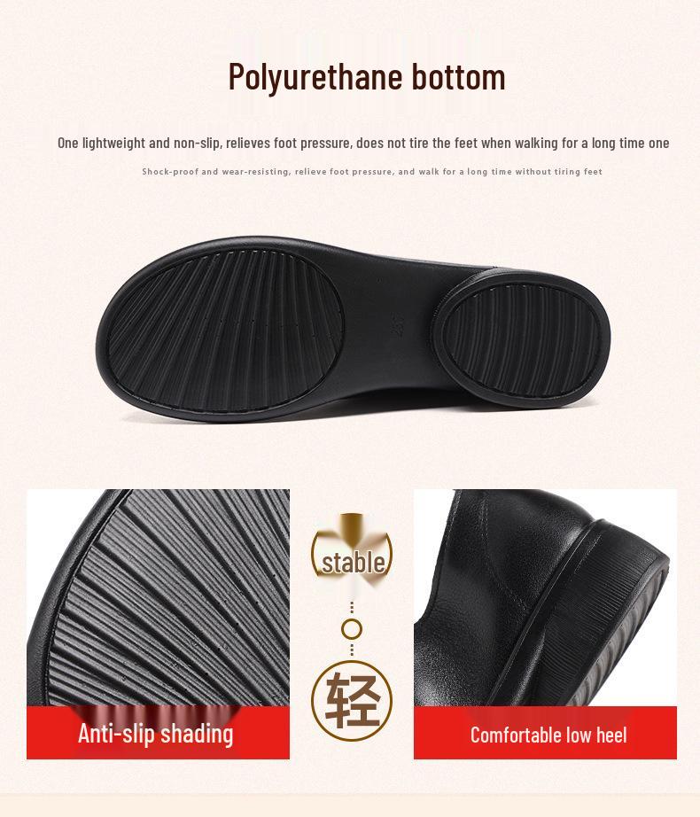 Genuine Leather Soft Sole Non-slip Lace-up Flats for Women, Plus Size, Round Toe, Autumn Style.