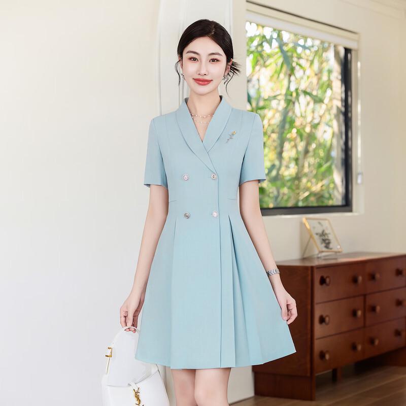 Women's Glacier Blue Professional A-Line Suit Dress