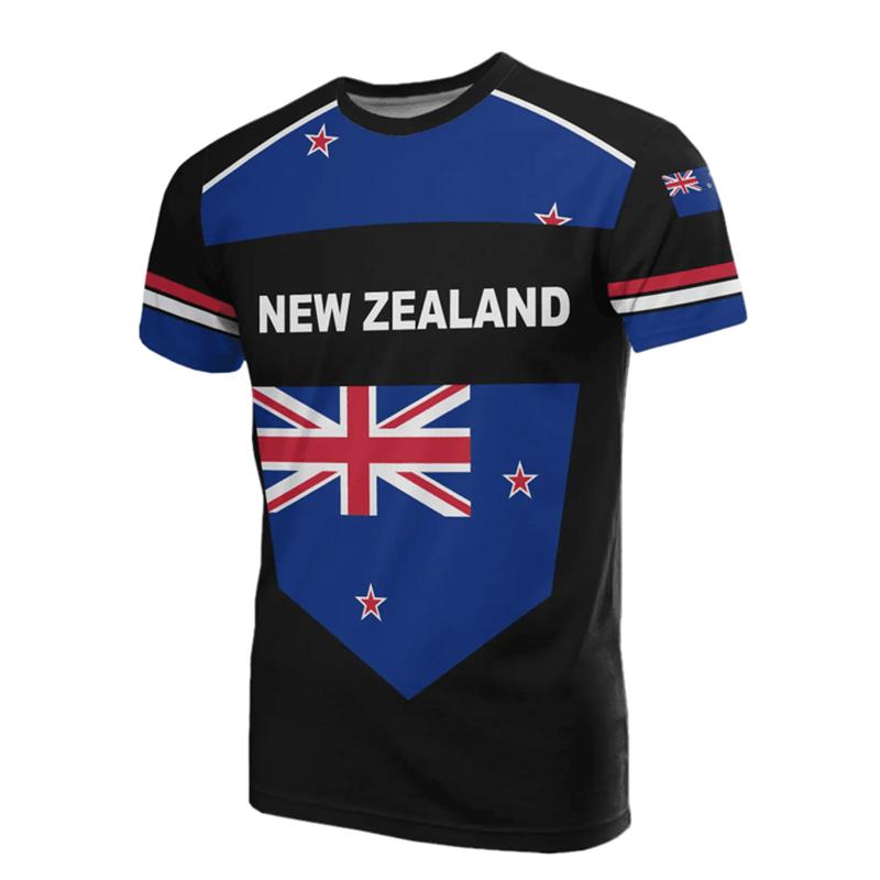 New Zealand Flag Map Graphic T Shirts Silver Fern National Emblem