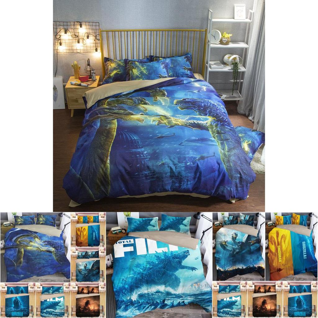 3d Godzilla Newest King Of The Monsters Design Bedding Set Duvet Cover 3pc