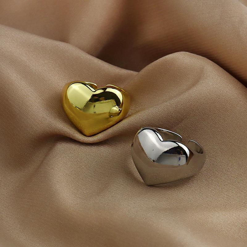 BF CLUB Silver Color Rings for Women Fashion Geometric Handmade Irregular Gold Heart Ring Party Christmas Gift