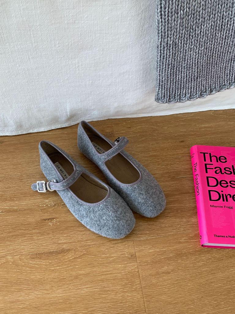 Jiayuanxi Women's Fleece-Lined Round Toe Mary Jane Flats for Autumn/Winter