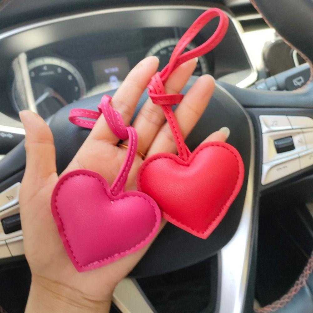 Car Keyring Heart Keychain PU Leather Bag Pendant Multi-color PU Leather Hanger  Women