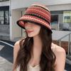 Colorful Knitted Bucket Hat Stripe Fisherman Hat Elegant Sunshade Basin Cap  Spring