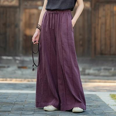Women Bandage Wide Leg Pants Elastic Waist Loose Trousers Autumn Solid Color Loose Pants