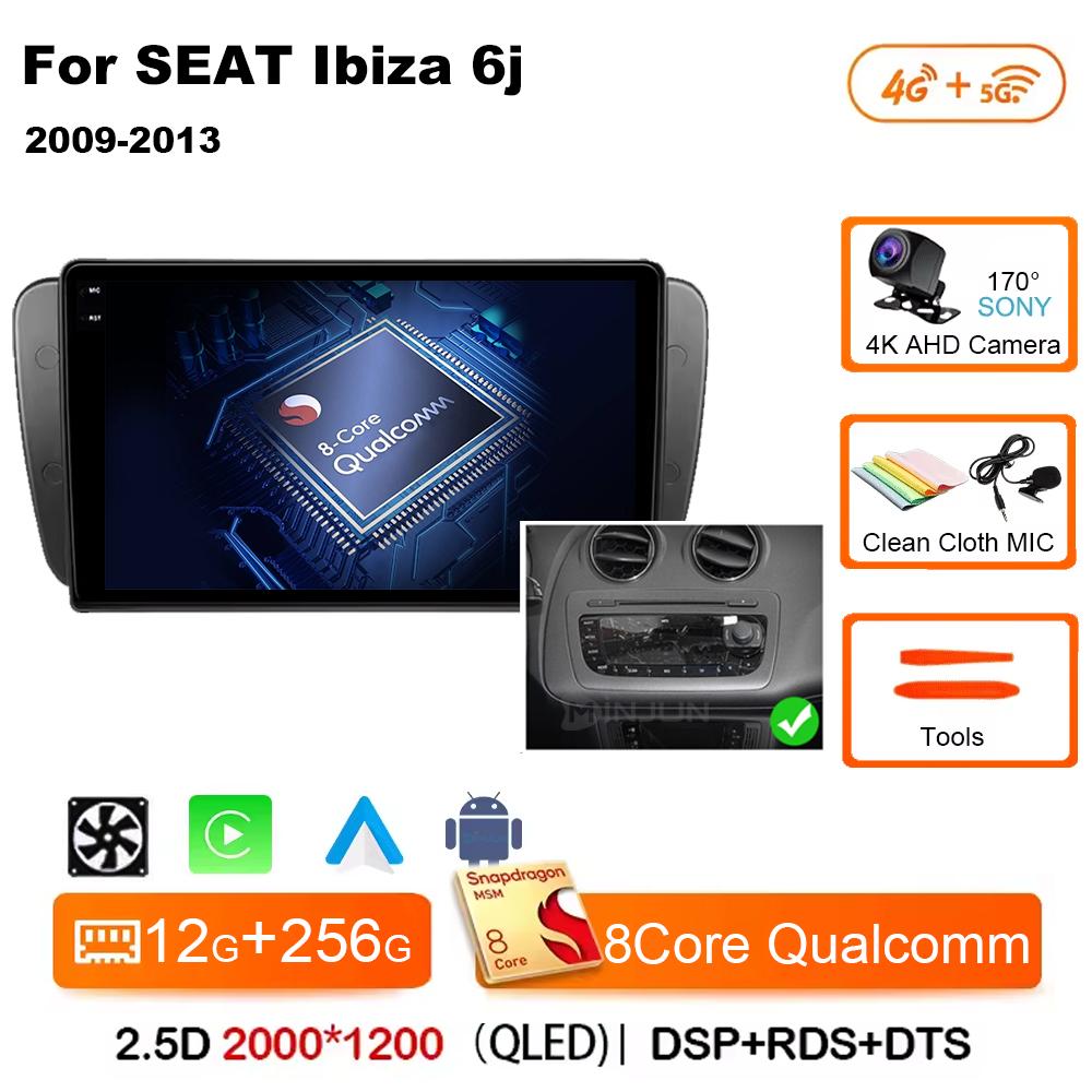 9 Inch Android 14 Qualcom Car Multimedia Player For SEAT Ibiza 6j 2009 2010 2011 2012 2013 Wireless Carplay Android Auto 4G