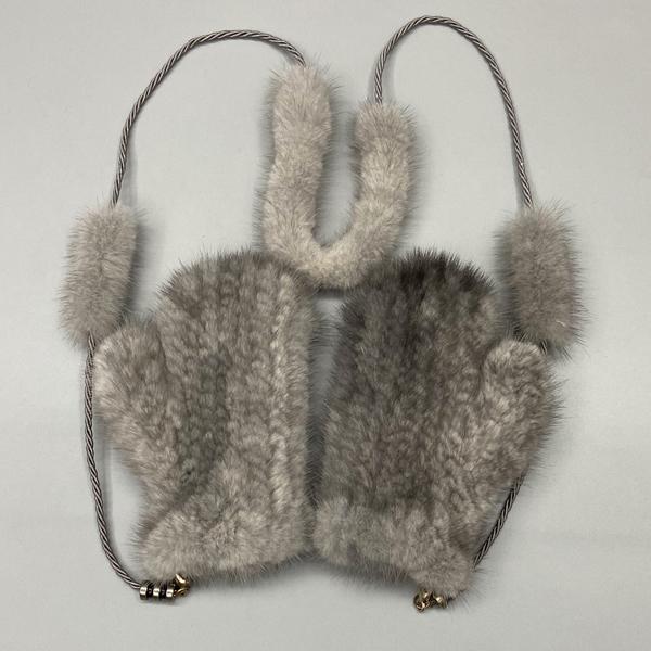 

Женские варежки из натурального меха норки с соединенными пальцами, женские вязаные перчатки One Size