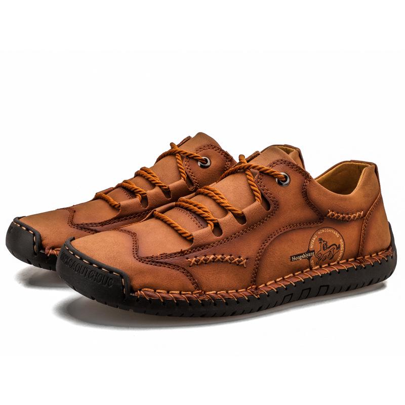 Men's Spring Plus Size Handcrafted Leather Casual Lace-up Shoes
