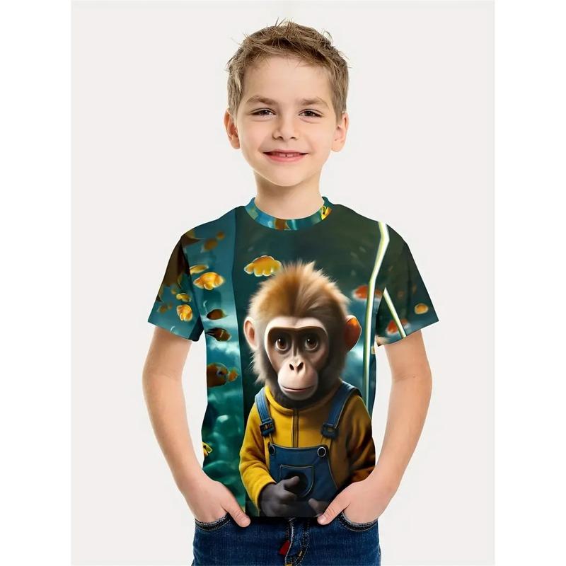 Nuovi Vestiti Cartoni Animati Gatto Estivi 2025 per Bambini, Maglietta Stampata Gatto 3D, Vestiti a Maniche Corte per Bambini, Moda Bambini T-s
