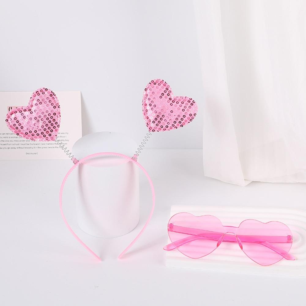 Red Peach Heart Red Love Headband Confetti Hair Hoop Valentines Day Headdress  Couple Gifts