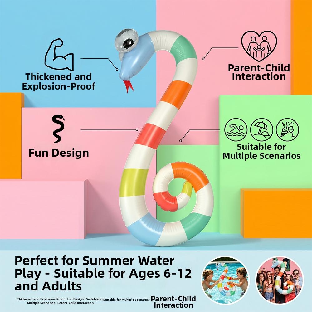 Inflatable Snake Pool Noodle PVC Blow Up Wavy Floating Stick Adult Kids Swimming Training Float Water Beach Game Toy