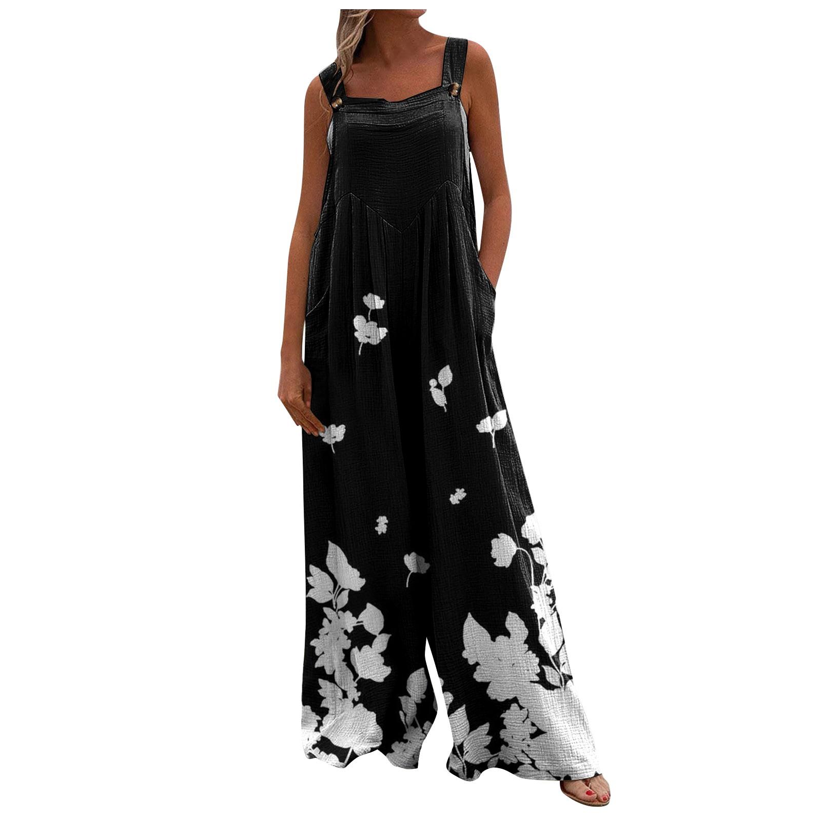 Женский повседневный свободный комбинезон без рукавов с принтом — фото 3