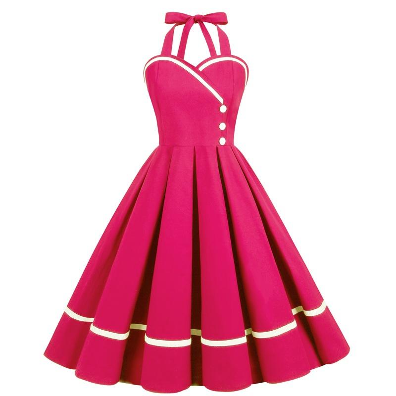 GMXIA Vintage patchworkové šaty bez rukávů s holínkami v pase a sukní Pompadour