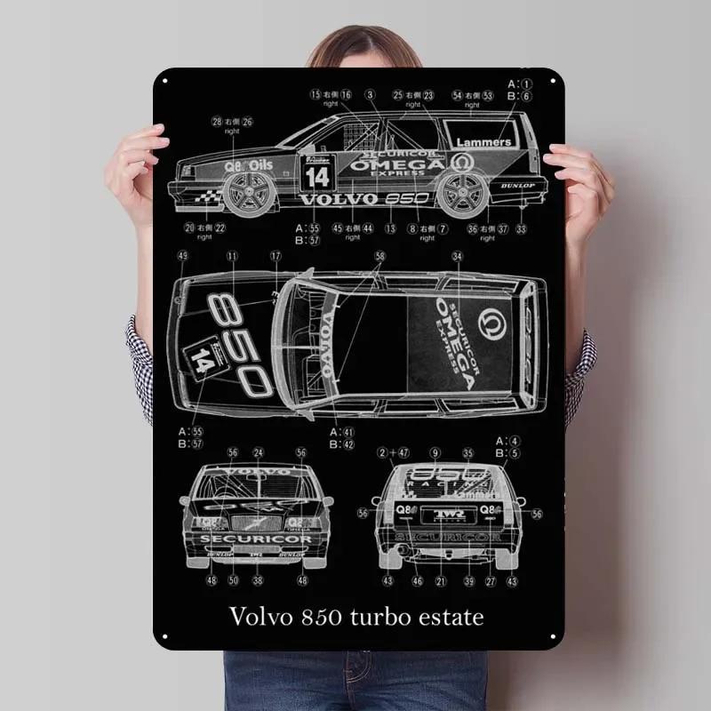 

Металева табличка Volvo Постер з автомобілями Вінтажні предмети декору дому Ретро олов яна табличка-плакетка для стіни гаража Декор кімнати кав ярні 7.9x11.8In(20x30cm)
