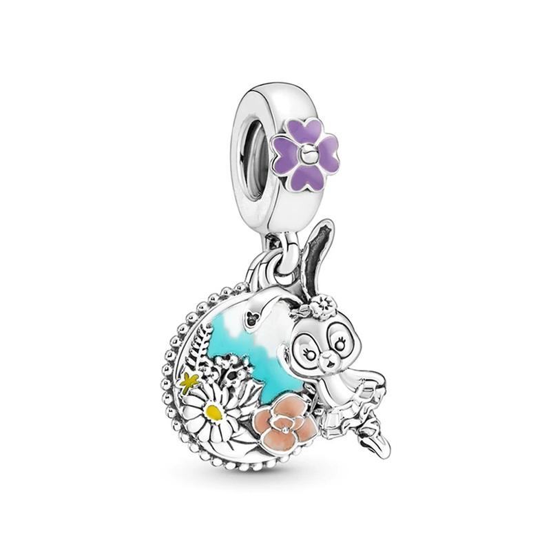 Disney Mickey Minnie Friends Dangle Charm Beads European Silver Bracelet Necklace DIY Jewelry Gift for Kids