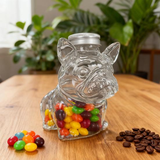 Animal Shape Glass Candy Jar Airtight Pet Treat Container for Kitchen Storage Transparent Canister for Cookies Coffee Snack