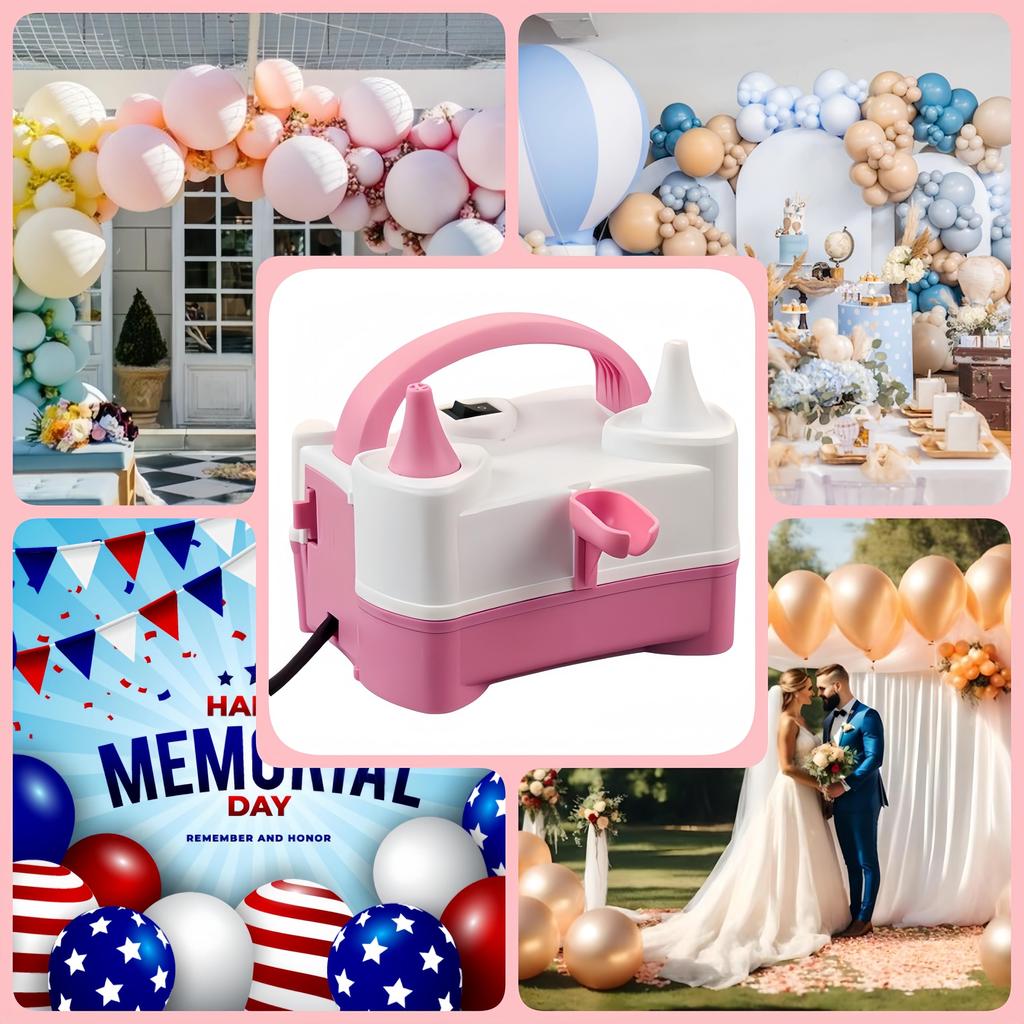 Electric Balloon Pump Kit, Dual Nozzle Air Pump for Balloon Inflator, Balloon Blower Inflator for Party, Birthday, Wedding Balloon Decoration, Include
