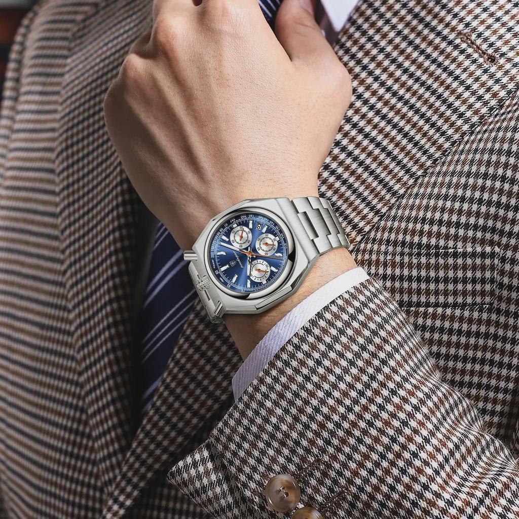 POEDAGAR Luxury Men's Watches Waterproof Stainless Steel Luminous Men Watch Date Chronograph Quartz Male Wristwatch