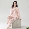 Cotton Pajamas Set Women Loose Fit Sleepwear Long Sleeve Two-Piece Loungewear Home Wear Comfortable Outfit Plus Size Options Breathable Fabric