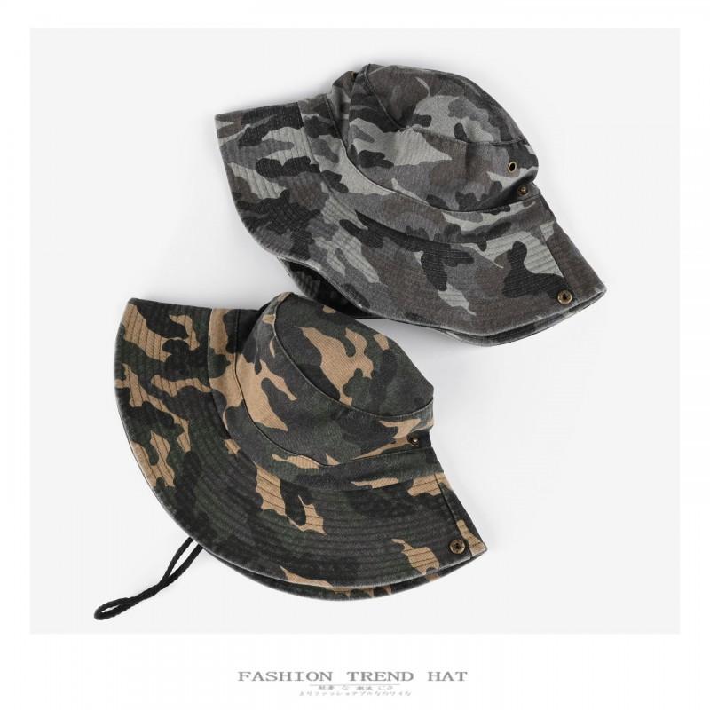 Camouflage Bucket Hat Men Women Sun Protection Outdoor Hiking Fishing Wide Brim
