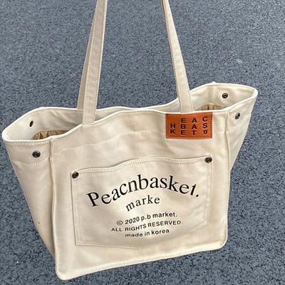 Large Capacity Tote Bag Female Printed College Student Class Canvas Bag Harajuku Style Literary Shoulder Bag
