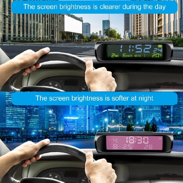 Solar LCD Digitale Auto-Uhr Mit Datum Woche Uhrzeit Innentemperaturanzeige Solarladung Auto-Uhr
