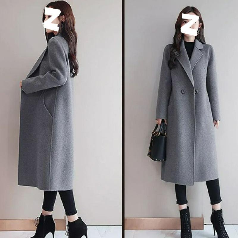 Woolen Coat Coat Women's Coat Spring and Autumn Mid-length Large Size Woolen Loose Woolen Coat