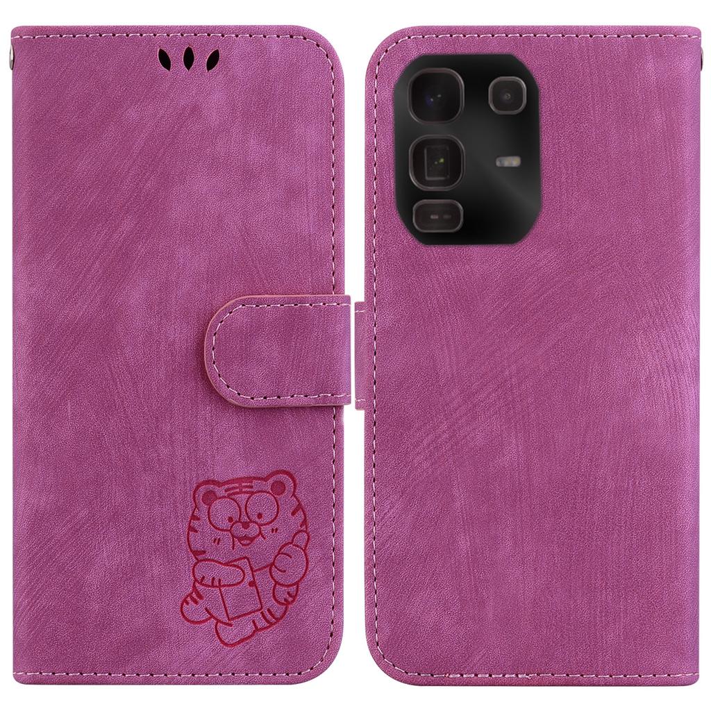 For Infinix Note 50 Pro+ 5G Wallet Case Tiger Imprint Leather Shockproof Phone Cover with Wrist Strap