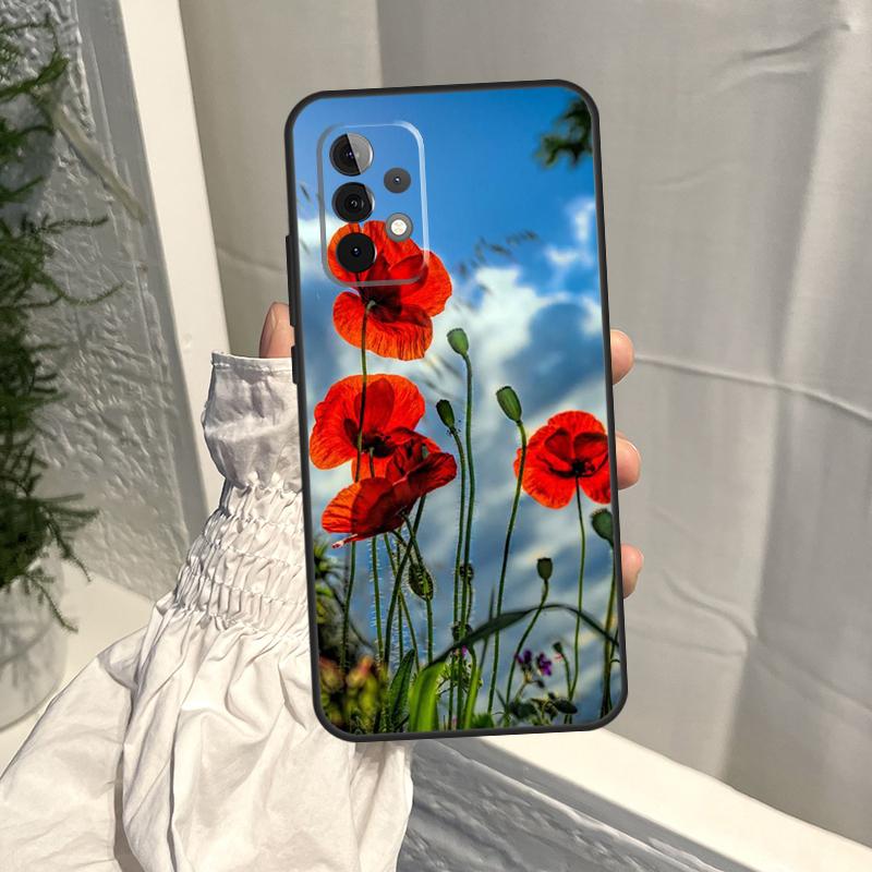 Poppy Flower Bloom Case For Samsung Galaxy A16 A36 A56 A06 A13 A53 A33 A23 A55 A35 A17 A54 A34 A14 A52 A32 A15