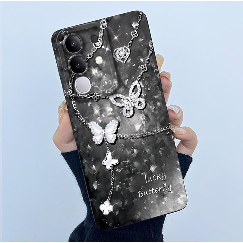For Vivo Y29 4G Phone Case Fashion Simplicity Oil Painting Flower Soft Liquid Silicone Shell Back Cover For Vivo Y 29 4G Fundas