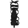 Allegra K Women's Black Lace-Up Sandals with Stiletto Heels, Size 27.0cm