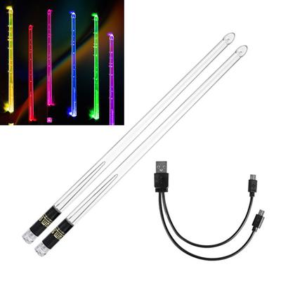 Oplaadbare LED-verlichte drumsticks met gradiëntlicht, duurzame professionele coole LED-pc-polymeermateriaal drumsticks