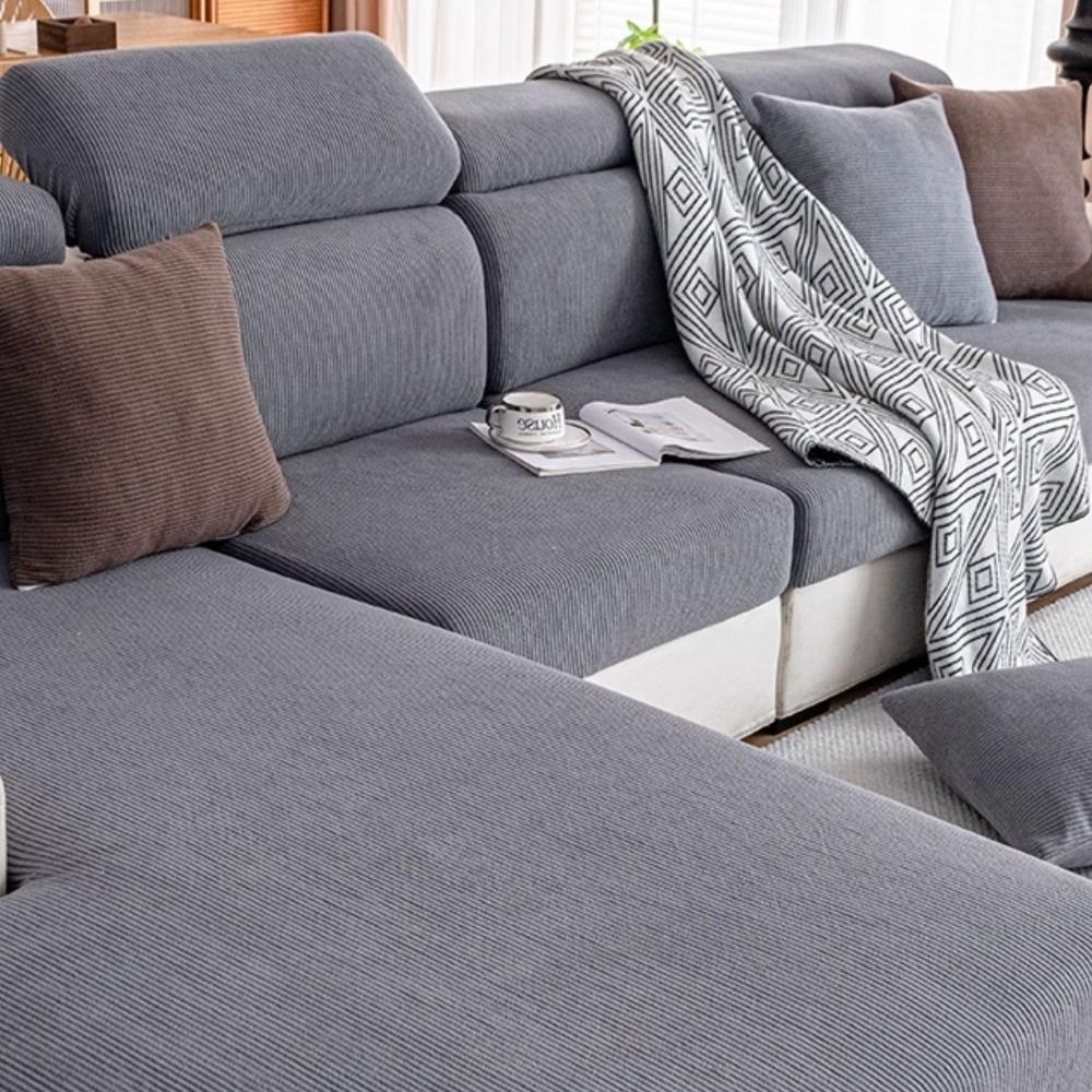 Anti-Kratz-Sofa-Überwurf Verdickt Elastisch Einfarbige Abnehmbare Couch-Abdeckungen Langlebiger Weicher Möbel-Schutz Schlafzimmer