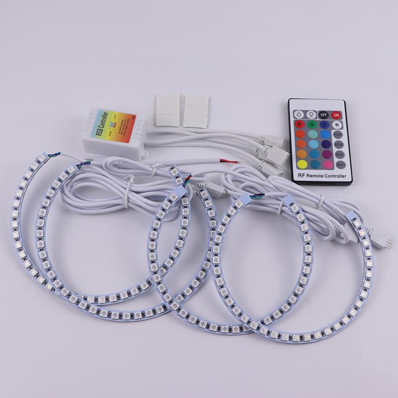 Multi-Color 5050 RGB Halo Rings LED Bulb Flash Car Headlight DRL With RF Control for BMW 3 5 7 series  E36 E38 E39 E46