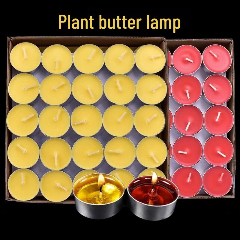 8-Hour Smokeless Ghee Lights - 100 Pieces for Oil Lamps & Candles, Ideal for Buddhist Offerings or Long-Lasting Birthday Burning. 1-hour Red, 100 pcs