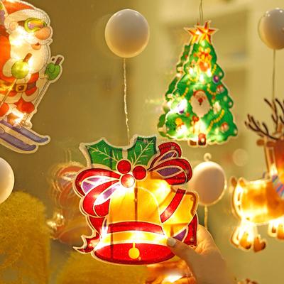 LED Christmas Decorative Lights Santa Snowman Shape Window Sucker Lights Christmas Tree Decorative