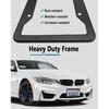 Black License Plate Frames- 2 Pack Aluminum Front & Rear Auto Car Tag Holder, Heavy Duty Bracket With Mount Hardware, Screws Caps, Rattle Proof Pads