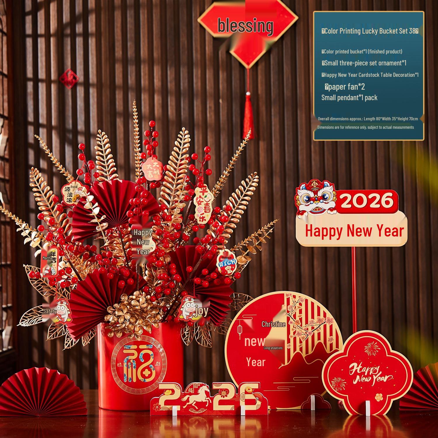 2026 Year of the Horse Spring Festival Fortune Bucket Ornament for Hotel & Mall Display