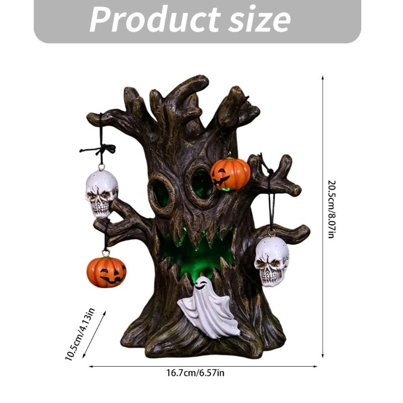 Open Center Halloween Resin Figure with Interior Light, Freestanding Piece for Shelf Table Home and Office Holiday Use in Seasonal Styling