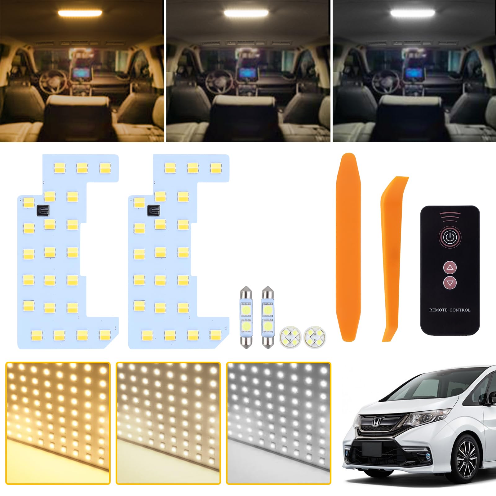 

Honda Stepwgn RP8 Светодиодная лампа салона Новый пульт дистанционного управления Honda и Spada Комплект для салона из теплого и дневного света Светодиоды Легко Устанавливается Специальные инструменты и