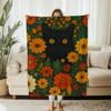 Black Cat Floral Flannel Throw Blanket  Warm Soft Spring Travel Outdoor Sofa Cat Lover Gift